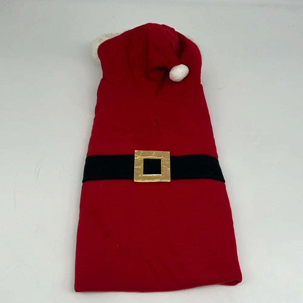 North Pole Trading Company Knit Santa Dog Hooded Costume Hook & Loop Close XS